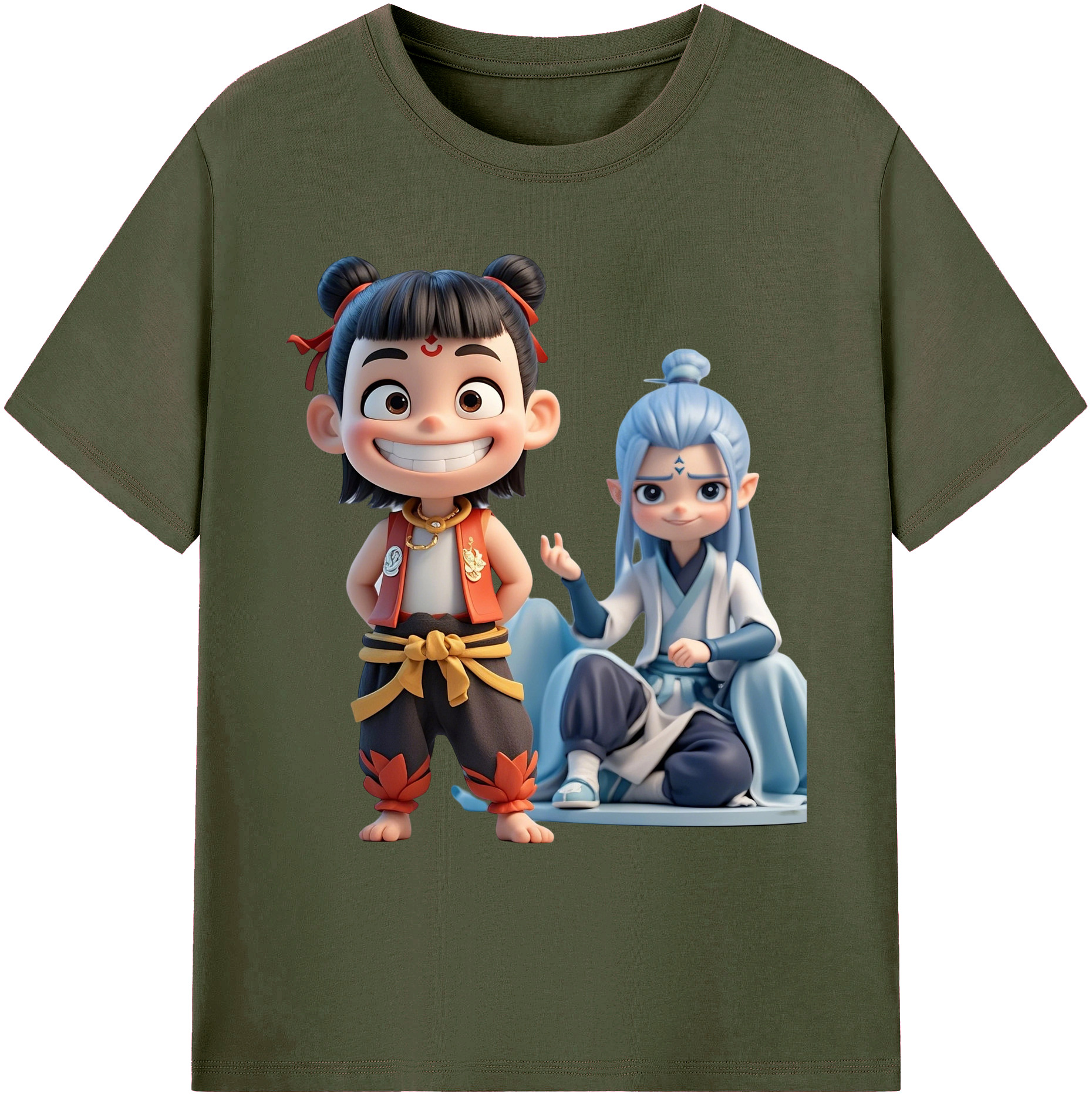 （画像用） Ne Zha 2 ナタ 魔童の大暴れ 綿100％ メンズ半袖Tシャツ｜肌触りやわらか＆通気性